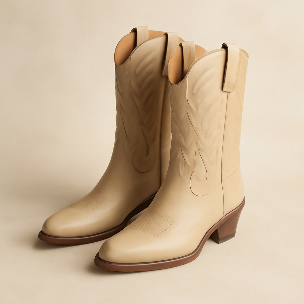 botas cowboy beige