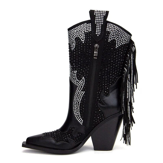 Bota Cowboy Mujer Negra