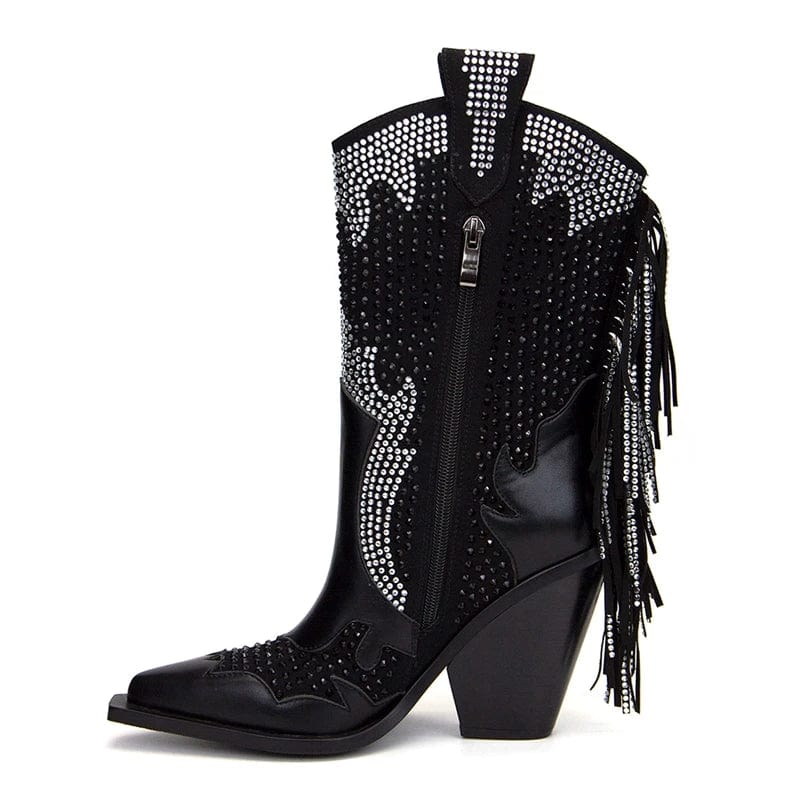 Bota Cowboy Mujer Negra